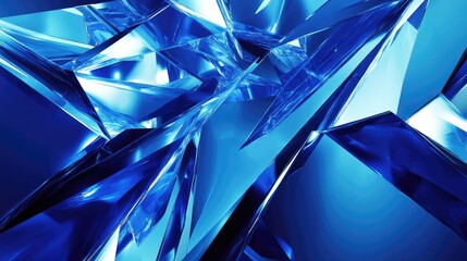 Poster - Bold blue abstract background with striking angular shapes and contrasting light effects. Ideal for impactful advertisements, digital art, and energetic banners.