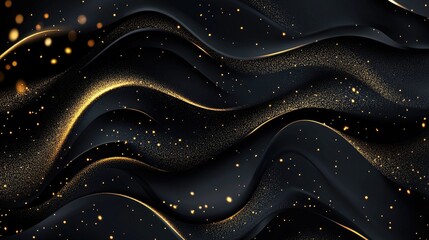 Poster - Contemporary abstract design featuring a dark black background with luxurious golden highlights. The vector illustration showcases modern elegance, suitable for premium presentations.