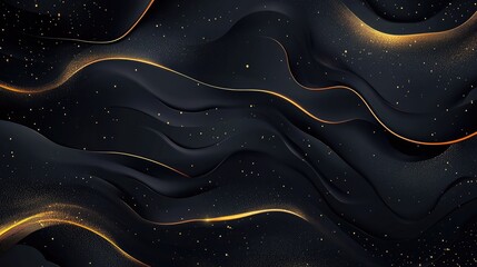Poster - Contemporary abstract design featuring a dark black background with luxurious golden highlights. The vector illustration showcases modern elegance, suitable for premium presentations.