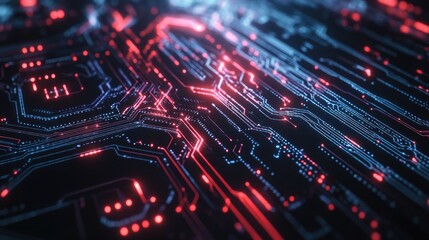 Poster - Digital AI design with intricate circuit lines and electric patterns. Suitable for technology graphics, logos, and website backgrounds. Emphasizes a futuristic machine learning aesthetic.