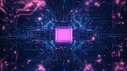 Poster - Digital AI design with intricate circuit lines and electric patterns. Suitable for technology graphics, logos, and website backgrounds. Emphasizes a futuristic machine learning aesthetic.