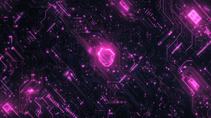 Poster - Digital AI design with intricate circuit lines and electric patterns. Suitable for technology graphics, logos, and website backgrounds. Emphasizes a futuristic machine learning aesthetic.