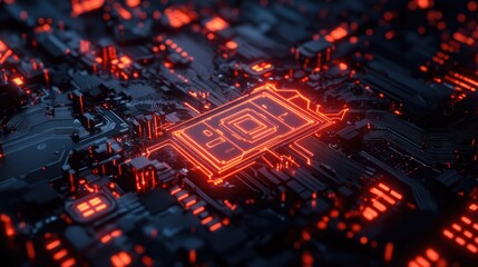 Poster - Digital Artificial Intelligence concept with electric circuit patterns and tech design. Suitable for logos, social media, and mobile apps. Emphasizes a futuristic machine learning aesthetic.