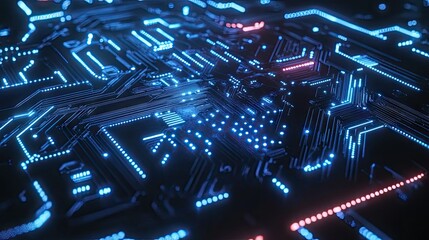 Poster - Digital Artificial Intelligence concept with electric circuit patterns and tech design. Suitable for logos, social media, and mobile apps. Emphasizes a futuristic machine learning aesthetic.