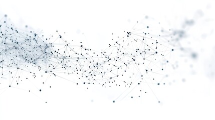 Poster - Digital connection network with dots and plexus lines on a clean white backdrop. A modern, abstract design representing data analysis and technological systems.