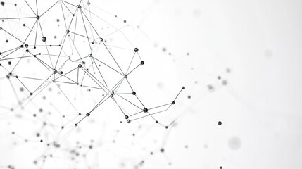 Poster - Digital connection network with dots and plexus lines on a clean white backdrop. A modern, abstract design representing data analysis and technological systems.