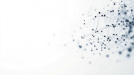 Poster - Digital technology network with connection dots and lines on a clean white background. A representation of data analysis, big data, and the internet of things.