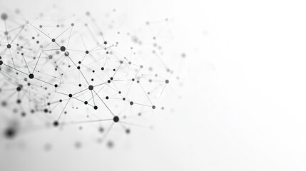 Poster - Digital connection network with dots and plexus lines on a clean white backdrop. A modern, abstract design representing data analysis and technological systems.
