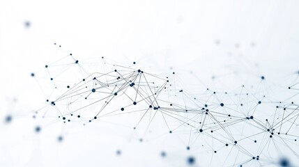 Poster - Digital technology network with connection dots and lines on a clean white background. A representation of data analysis, big data, and the internet of things.