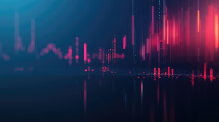 Poster - Dynamic 3D candlestick chart with glowing elements on a blue backdrop. Represents financial markets and trading data. Perfect for professional finance and trading content.