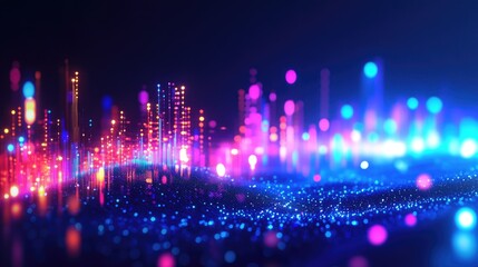 Poster - Dynamic 3D candlestick chart with glowing elements on a blue backdrop. Represents financial markets and trading data. Perfect for professional finance and trading content.