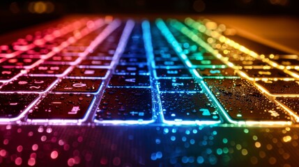 Poster - Elevate your design aesthetic with the eye-catching presence of a keyboard adorned with a special colorful key, serving as a
