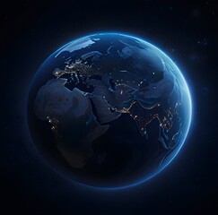 Planet earth from the space at night . 3d render