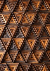 Canvas Print - Textured geometric triangles with earthy tones and details.