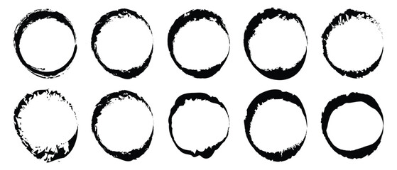 Wall Mural - Vector set of grunge circle brush. Grunge banner collection. Grunge round shapes. Vector