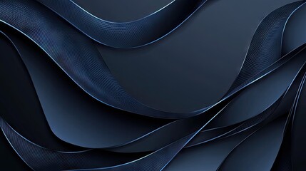 Poster - Elegant dark grey background with abstract blue metallic weave curves. The modern, luxury design offers a sophisticated futuristic backdrop for text and vector illustrations.