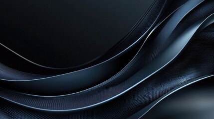 Poster - Elegant dark grey background with abstract blue metallic weave curves. The modern, luxury design offers a sophisticated futuristic backdrop for text and vector illustrations.