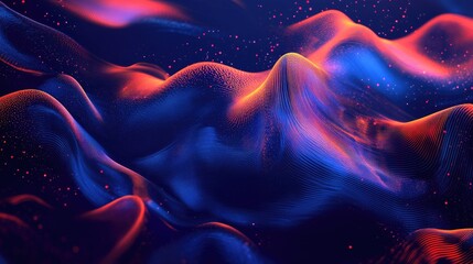 Poster - Fluid cover design showcasing glowing particles and dynamic liquid flow. Trendy Eps10 vector illustration suitable for modern and sleek visual applications.