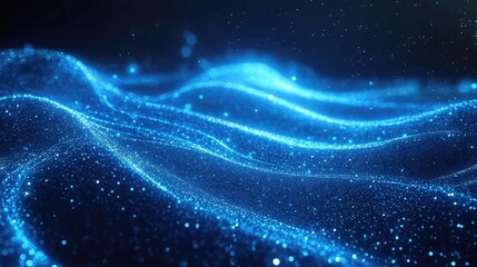 Poster - Futuristic abstract background with glowing, curved blue lines that exude a high-tech feel. Ideal for use in technology concepts, business banners, and modern design.