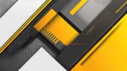 Aufkleber - Futuristic vector illustration of yellow-grey triangle arrows on a sleek, abstract background. The design incorporates geometric shapes with plenty of blank space for customization.