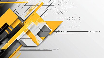 Aufkleber - Futuristic vector illustration of yellow-grey triangle arrows on a sleek, abstract background. The design incorporates geometric shapes with plenty of blank space for customization.