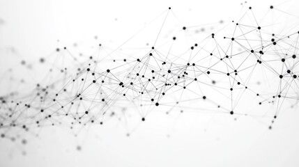 Poster - Geometric background featuring a digital network of connection dots and lines on white. Ideal for illustrating technology, data analysis, or communication concepts.