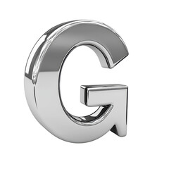 The letter G is made of metal and has a shiny appearance