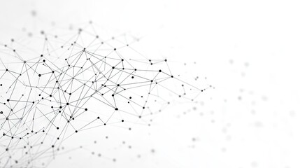 Poster - Geometric background featuring a digital network of connection dots and lines on white. Ideal for illustrating technology, data analysis, or communication concepts.