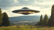 © vetrana - Mysterious ufo encounter and alien abduction with flying saucer in rural countryside