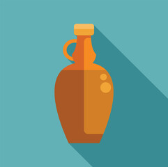 Sticker - Big bottle of alcohol with cork is standing on a blue background and casting a long shadow