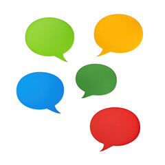 Poster - A series of colorful speech bubbles are arranged in a row