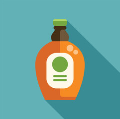 Sticker - Orange bottle packaging mockup presenting brand with long shadow on a blue background