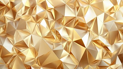 Fototapete - Luxurious gold polygonal background with intricate geometric shapes, creating an abstract vector design that radiates elegance and sophistication.