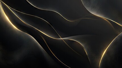 Poster - Minimalist dark grey luxury background featuring gold light lines with soft shadowing, creating a modern and sophisticated effect.