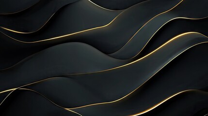 Poster - Minimalist dark grey luxury background featuring gold light lines with soft shadowing, creating a modern and sophisticated effect.