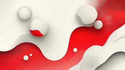 Poster - Modern abstract background design with contrasting red and white elements. Clean lines and bold shapes create a visually engaging and sophisticated look.