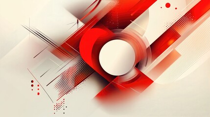 Poster - Modern abstract background design with contrasting red and white elements. Clean lines and bold shapes create a visually engaging and sophisticated look.