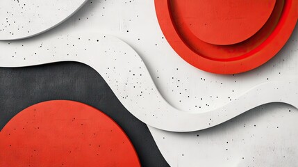 Poster - Modern abstract background design with contrasting red and white elements. Clean lines and bold shapes create a visually engaging and sophisticated look.
