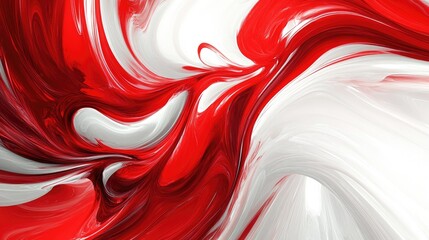 Poster - Modern abstract background with bold red and white swirls creating a dynamic and energetic visual. Perfect for contemporary designs and digital media.