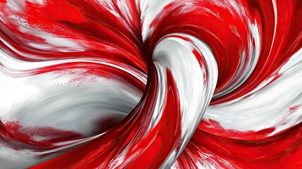 Poster - Modern abstract background with bold red and white swirls creating a dynamic and energetic visual. Perfect for contemporary designs and digital media.