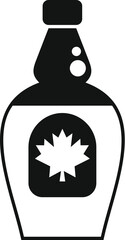 Poster - Black and white vector illustration of a bottle containing canadian maple syrup