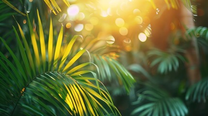 Wall Mural - Palm Tree Leaves Drenched in Sunlight