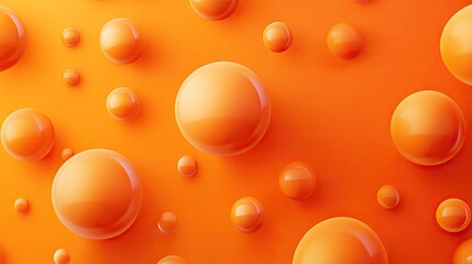 Poster - Orange background featuring 3D spheres with bubble or letter textures. Perfect for engaging banner design and creative abstract vector templates.