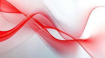 Poster - Red and white abstract background featuring sleek, flowing lines and geometric shapes. Ideal for modern design projects, web banners, and promotional materials.