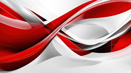 Poster - Red and white modern abstract design featuring intersecting lines and smooth curves. A vibrant and dynamic background for digital content and marketing materials.