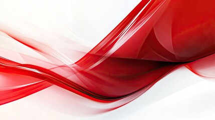 Poster - Red and white modern abstract design featuring intersecting lines and smooth curves. A vibrant and dynamic background for digital content and marketing materials.