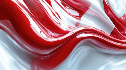 Poster - Sleek and modern abstract background with red and white color blocks and flowing lines. Ideal for creating a contemporary and stylish visual effect. -