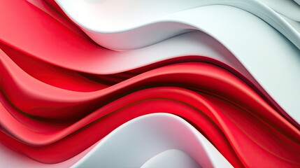 Poster - Sleek and modern abstract background with red and white color blocks and flowing lines. Ideal for creating a contemporary and stylish visual effect. -