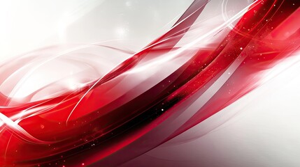 Poster - Sleek and modern abstract background with red and white color blocks and flowing lines. Ideal for creating a contemporary and stylish visual effect. -
