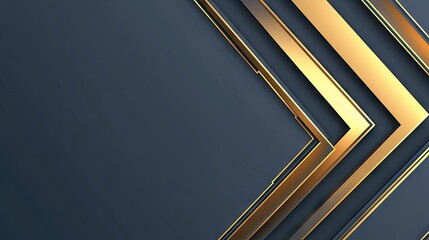 Poster - Sleek vector illustration of geometric gold arrows on a grey background. The modern design features a futuristic style with plenty of blank space for adding text or graphics.